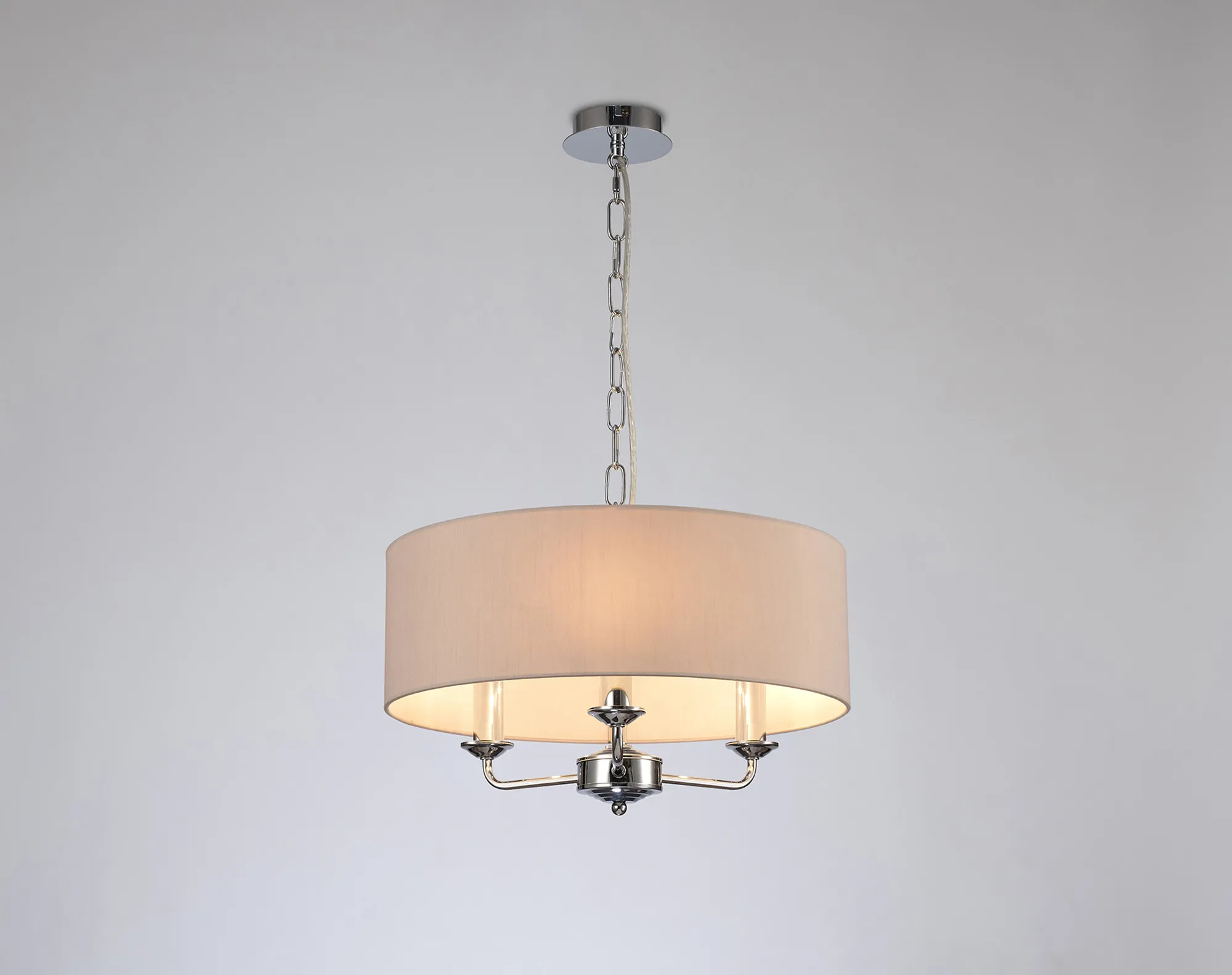 Banyan 45cm 3 Light Pendant Polished Chrome; Nude Beige/Moonlight DK0013  Deco Banyan CH NU